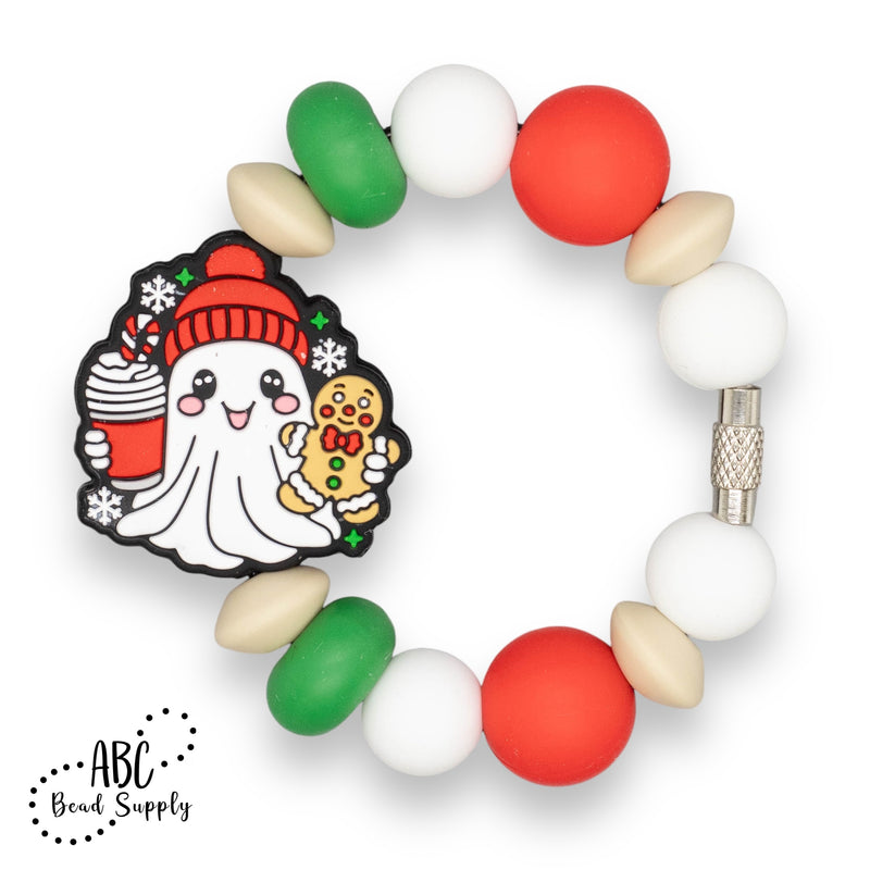 Christmas Ghost w/Drink & Gingerbread Cookie Silicone Beverage Charm Kit