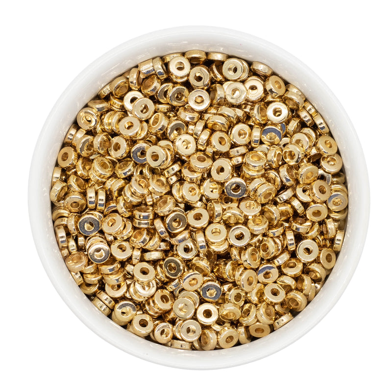 Gold Flat Disc Spacer Beads 6x2mm (Package of 40)