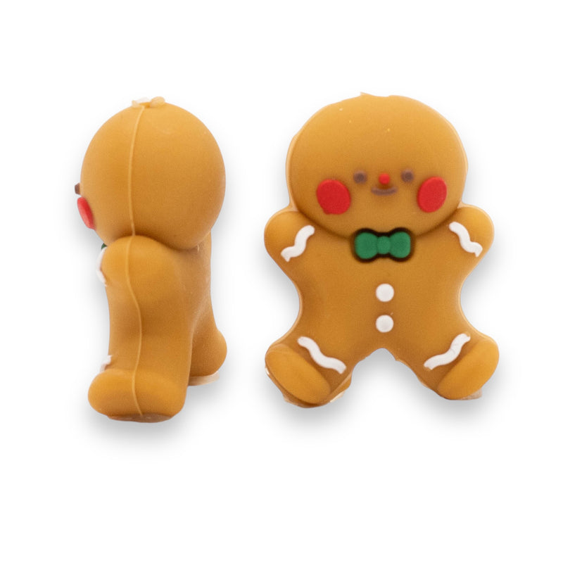 3-D Gingerbread Man Silicone Focal Bead 22x29x14mm (Package of 2)