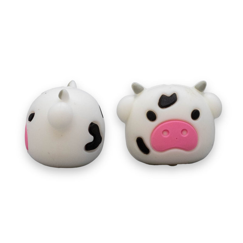 3-D Cow Silicone Focal Bead 19x25x19mm (Package of 2)