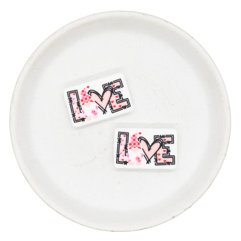 Patchwork LOVE Silicone Focal Bead 19x30mm (Package of 2)