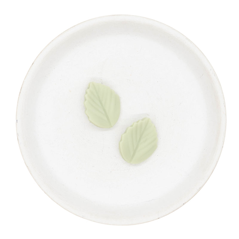 Sage Leaf Silicone Focal Bead 25x20mm (Package of 2)