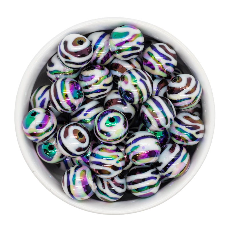 Iridescent Zebra Beads 16mm (Package of 10)