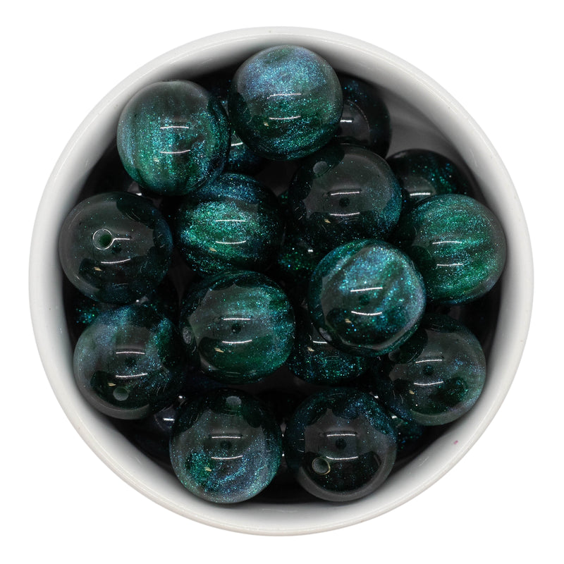 Emerald Green Cosmic Glitter Beads 20mm (Package of 10)