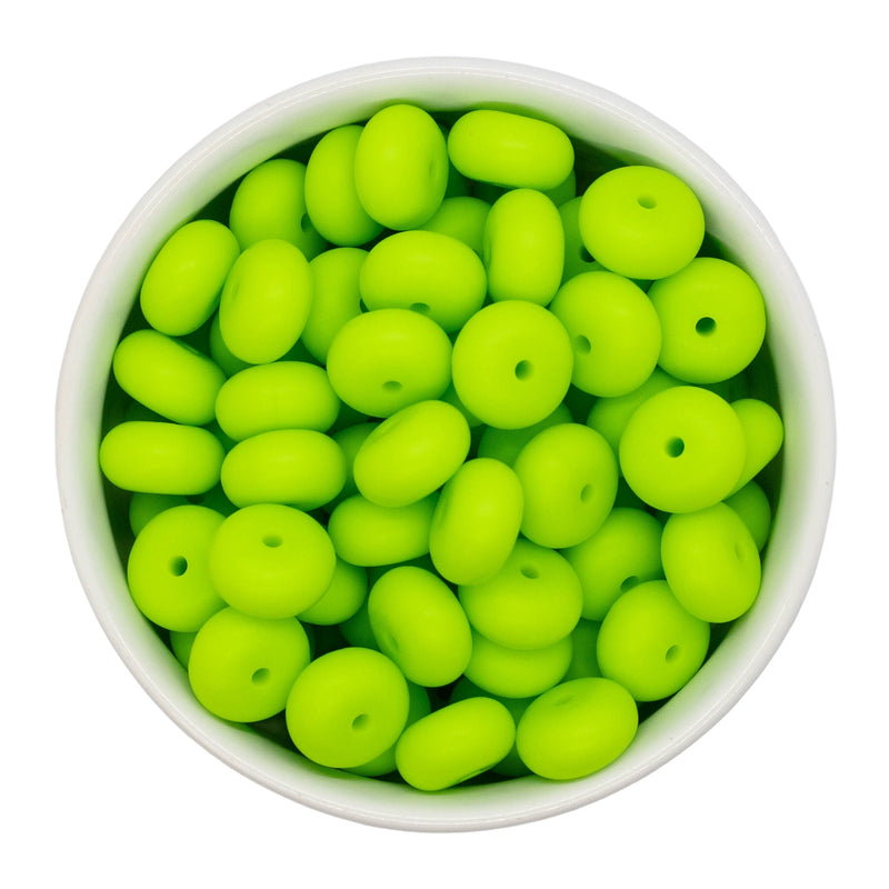 Lime Green Silicone Abacus Beads 8x14mm (Package of 10)