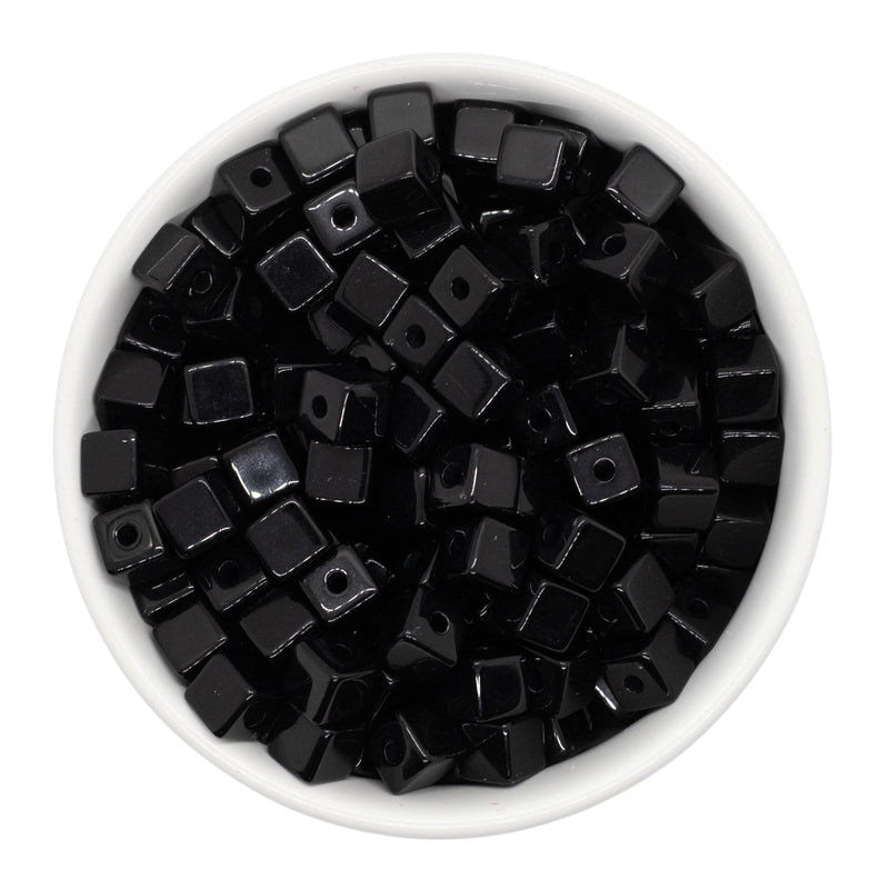 Black Solid Square Beads 8mm (Package of Approx. 35 Beads)