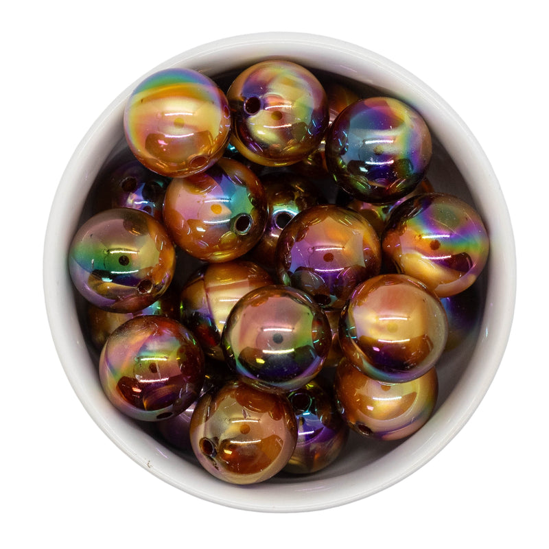 Shades of Brown Iridescent Marble Beads 20mm (Package of 10)