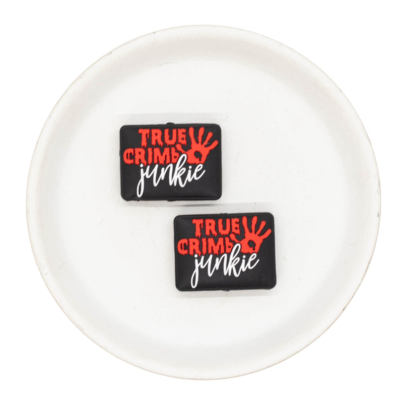 True Crime Junkie Silicone Focal Bead 23x30mm (Package of 2)