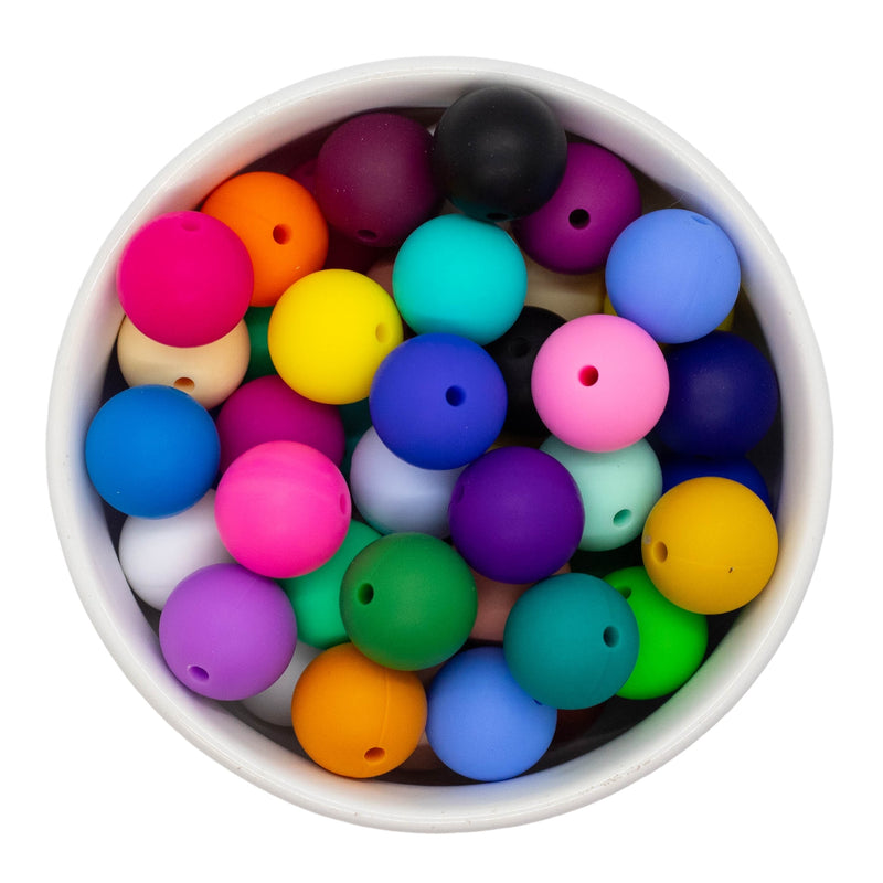 Silicone Round 15mm Bead Mix (Package of 60)