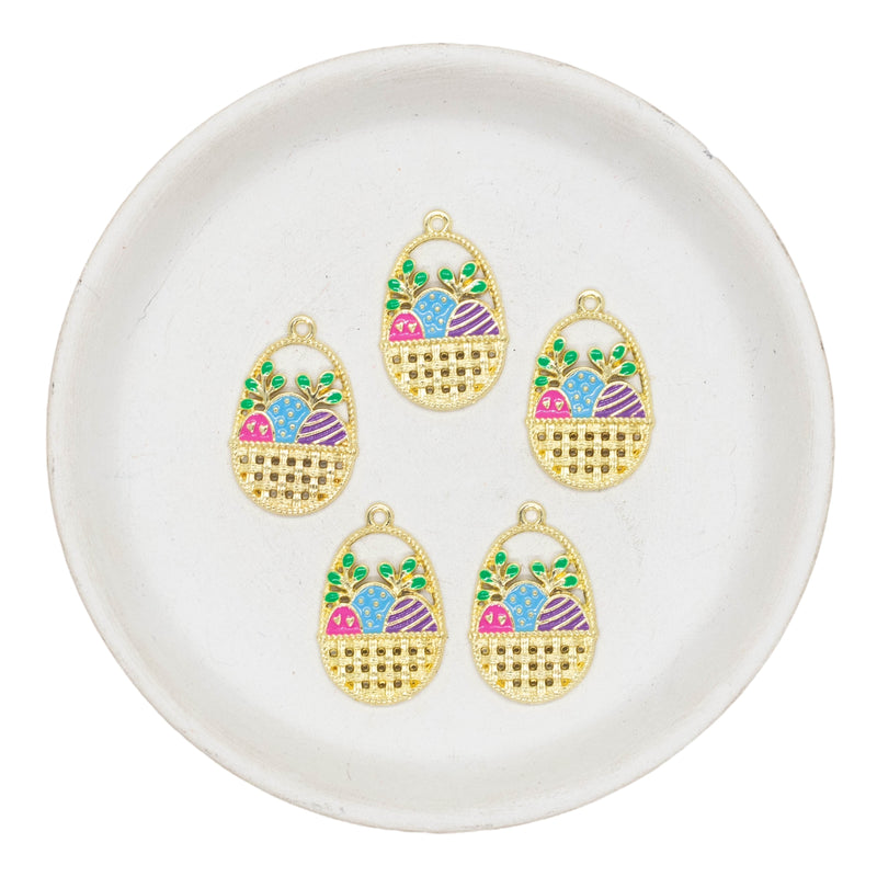 Easter Basket Enamel Charm 27x18mm (Package of 5)