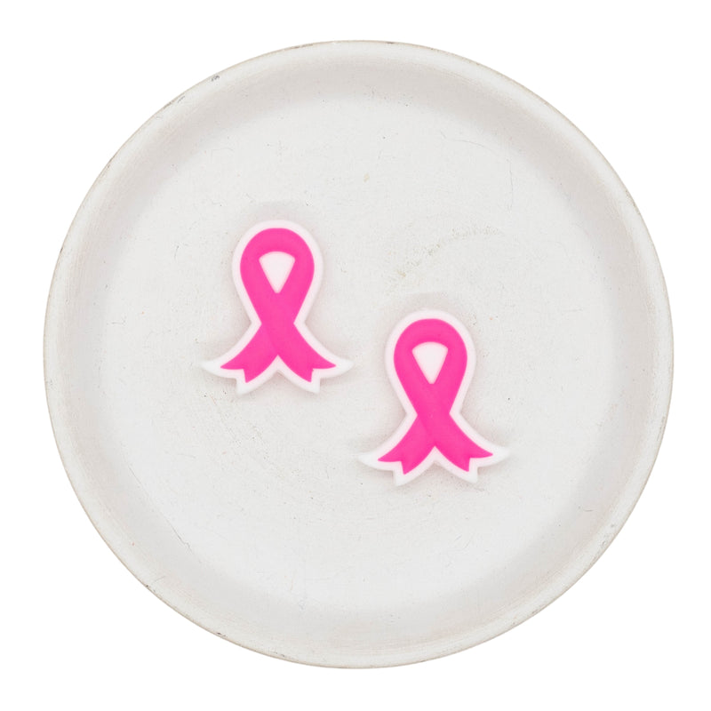 Neon Pink Awareness Ribbon Silicone Focal Bead 26x29mm (Package of 2)