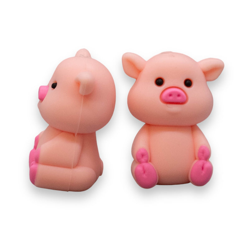 3-D Pig Silicone Focal Bead 29x22x17mm (Package of 2)