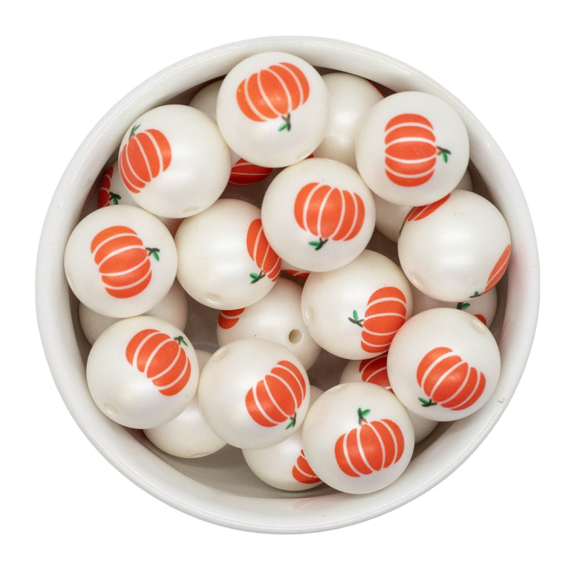 Pumpkin Printed Beads 20mm (Package of 10)