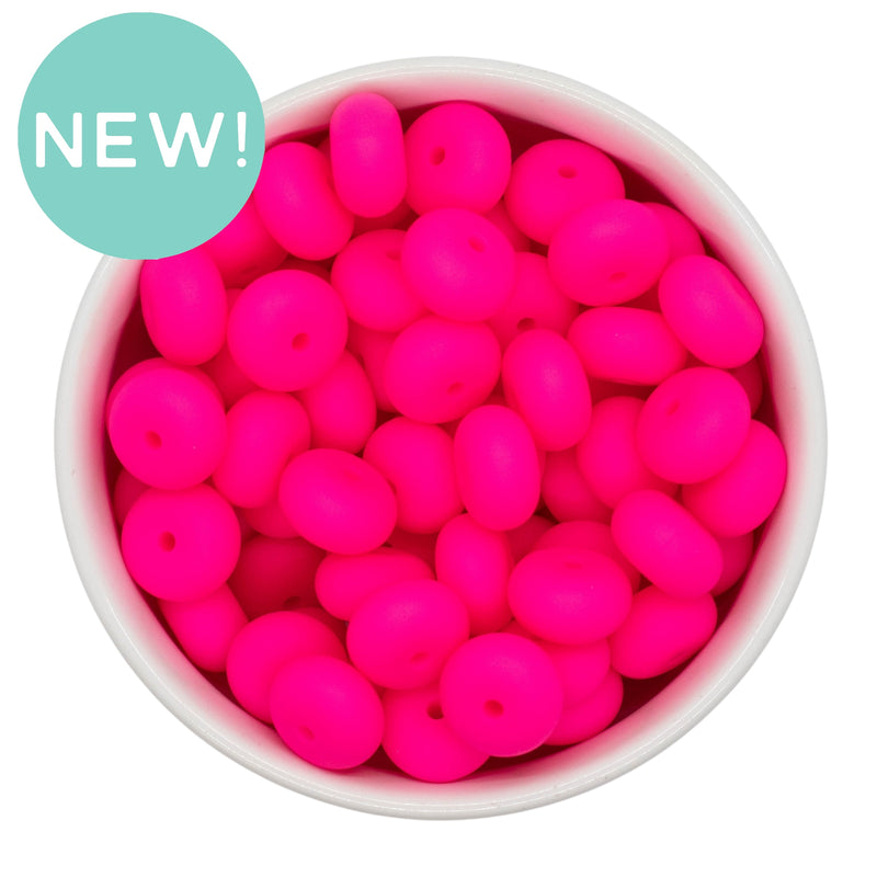 Neon Pink Silicone Abacus Beads 8x14mm (Package of 10)