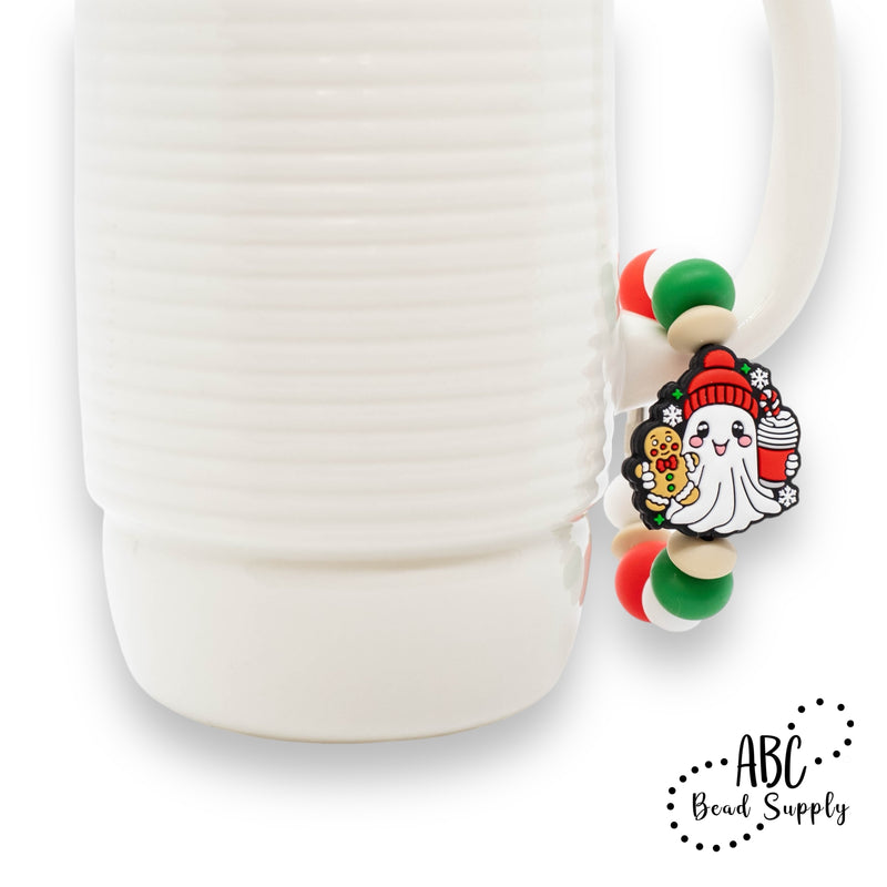 Christmas Ghost w/Drink & Gingerbread Cookie Silicone Beverage Charm Kit