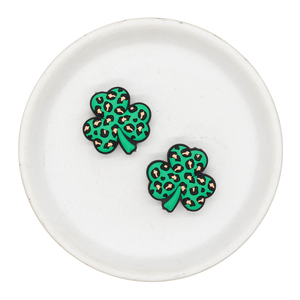 Leopard Shamrock Silicone Focal Bead 28mm