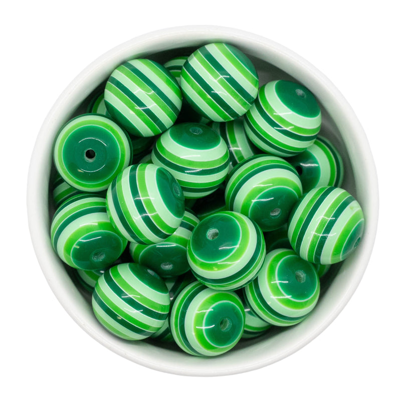 Shades of Green Stripe Beads 20mm (Package of 10)