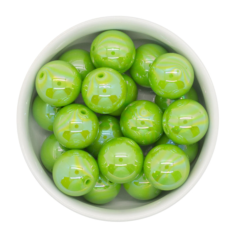 Lime Green Iridescent Beads 20mm (Package of 10)