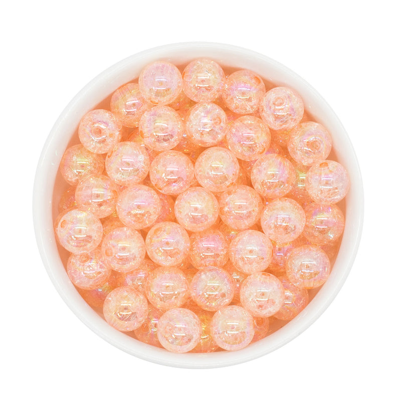 Peach Iridescent Crackle Beads 12mm (Package of 20)