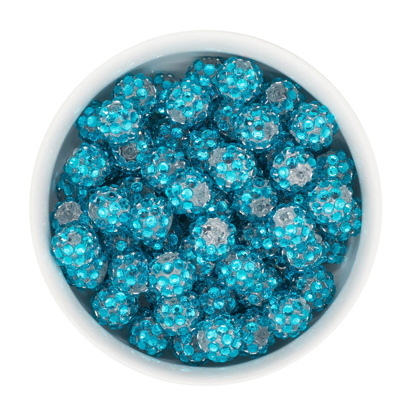 Teal Rhinestone Beads 12mm