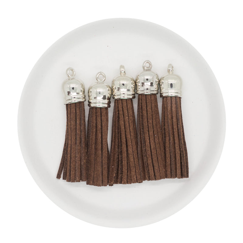 Brown Tassel w/Silver Cap 50mm (Package of 5)