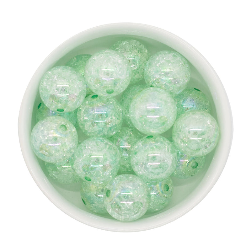 Mint Green Iridescent Crackle Beads 20mm (Package of 10)