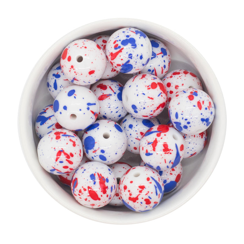 Patriotic Splatter Beads 20mm (Package of 10)