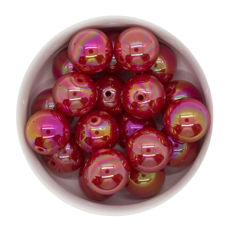 Cardinal Red Iridescent Beads 20mm (Package of 10)