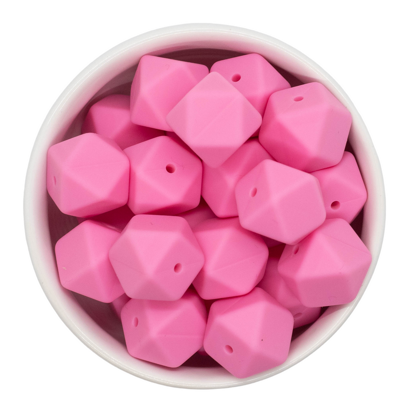 Bubblegum Pink Hexagon Silicone Beads 17mm (Package of 5)