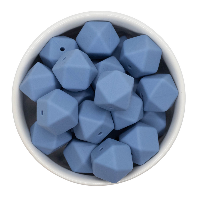 Cottage Blue Hexagon Silicone Beads 17mm (Package of 5)