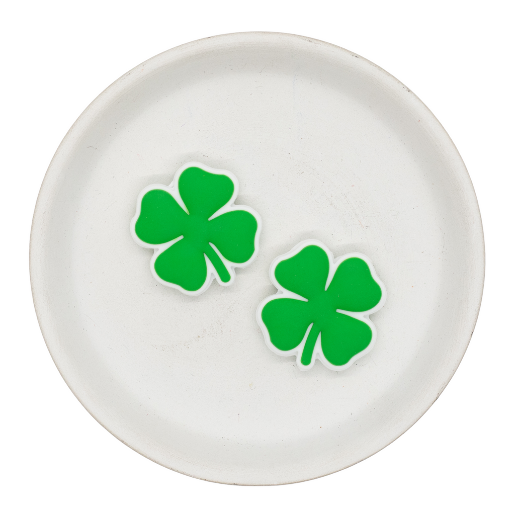 White Border Four Leaf Clover Silicone Focal Bead 29mm