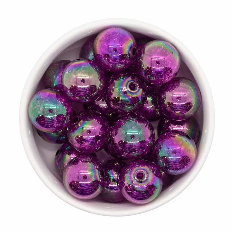 Plum Iridescent Crackle Beads 20mm (Package of 10)