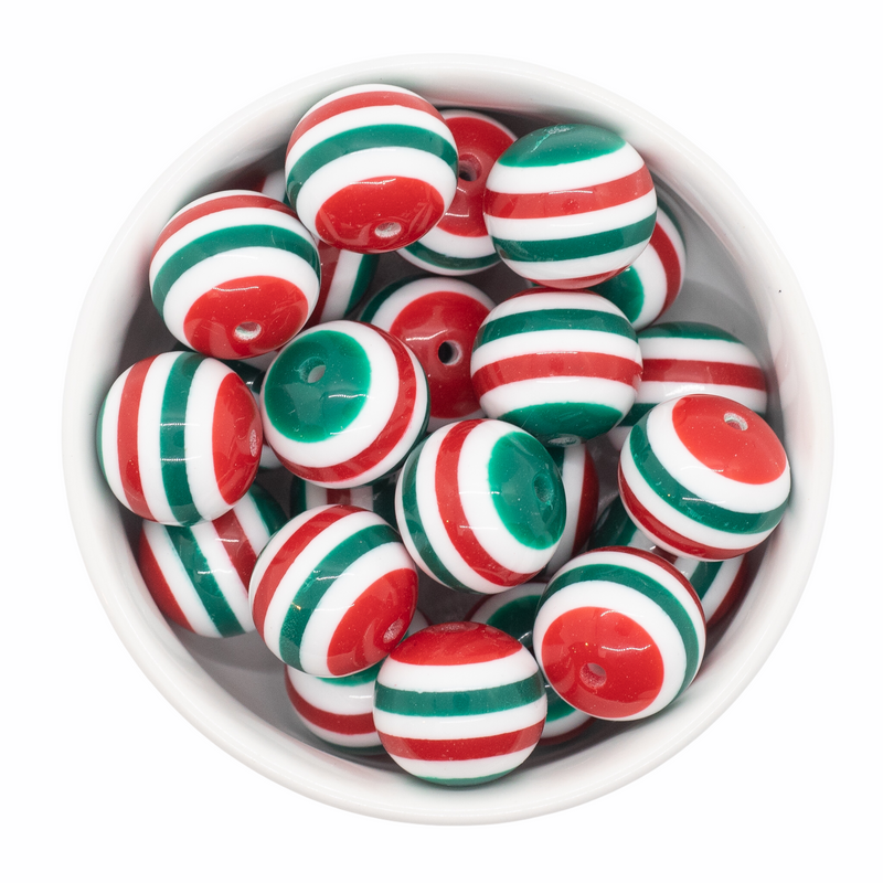 Christmas Stripe Beads 20mm (Package of 10)