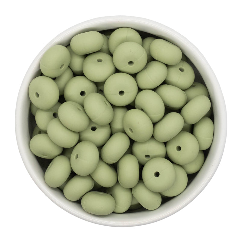 Sage Green Silicone Abacus Beads 8x14mm (Package of 10)