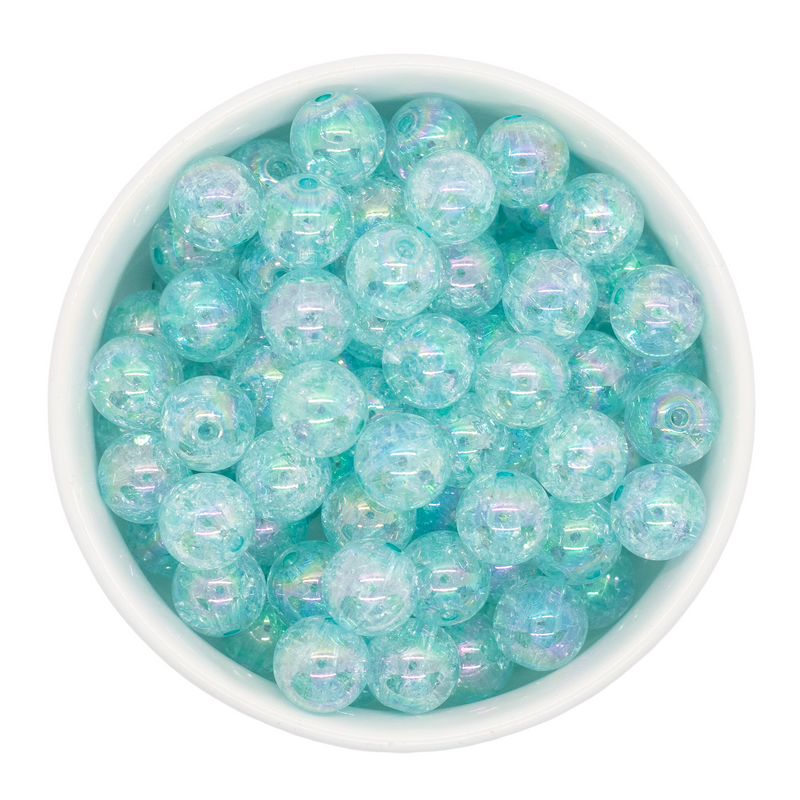 Aqua Iridescent Crackle Beads 12mm (Package of 20)