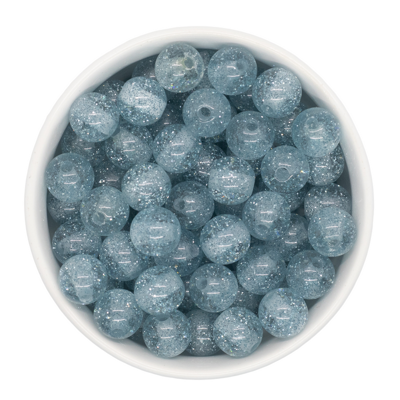 Pale Blue Glitter Beads 12mm (Package of 20)