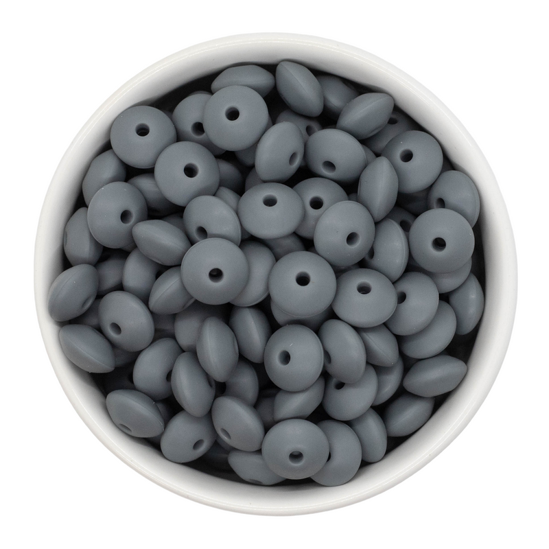 Fossil Grey Silicone Lentil Beads 7x12mm