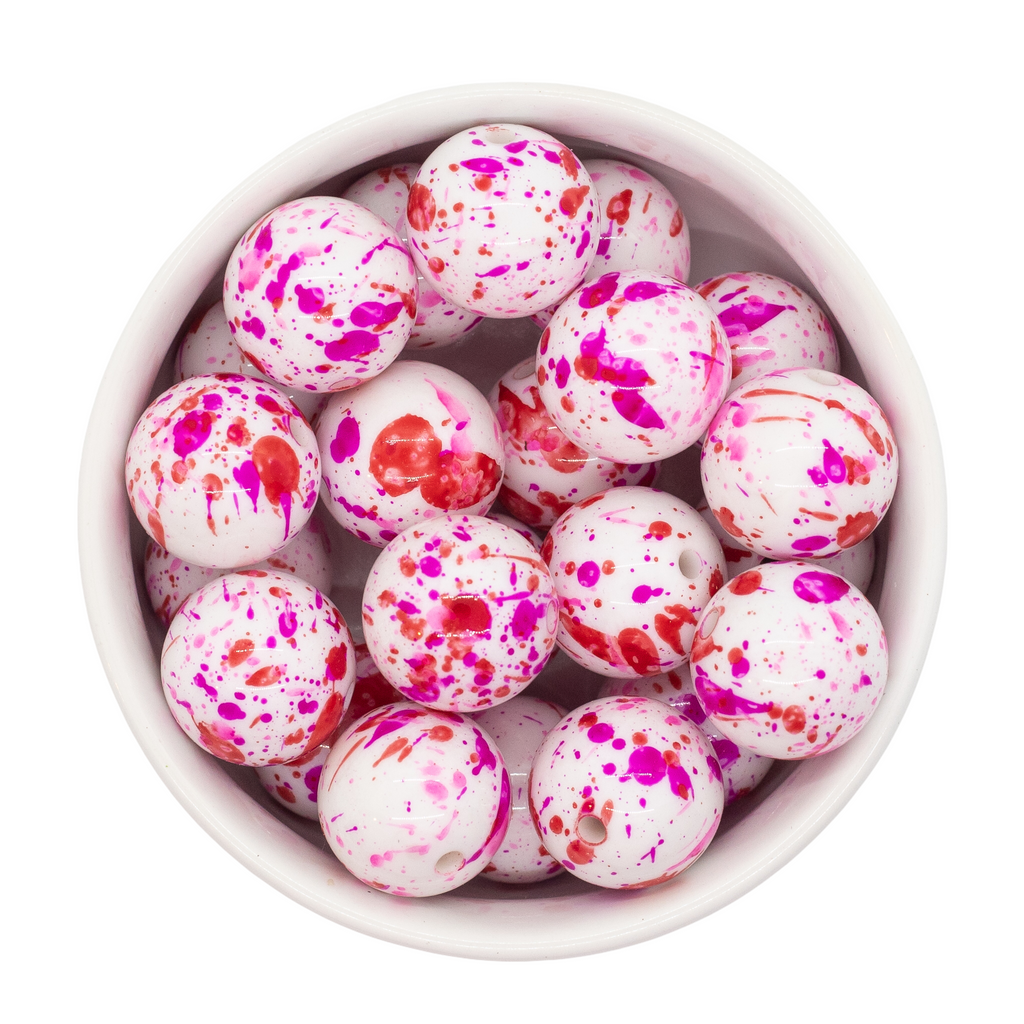 XOXO Print Acrylic Beads 20mm | Valentines Beads | Heart Printed Beads |  Valentine | Pink Beads