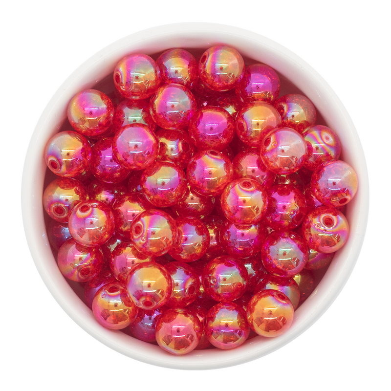 Cardinal Red Iridescent Crackle Beads 12mm (Package of 20)