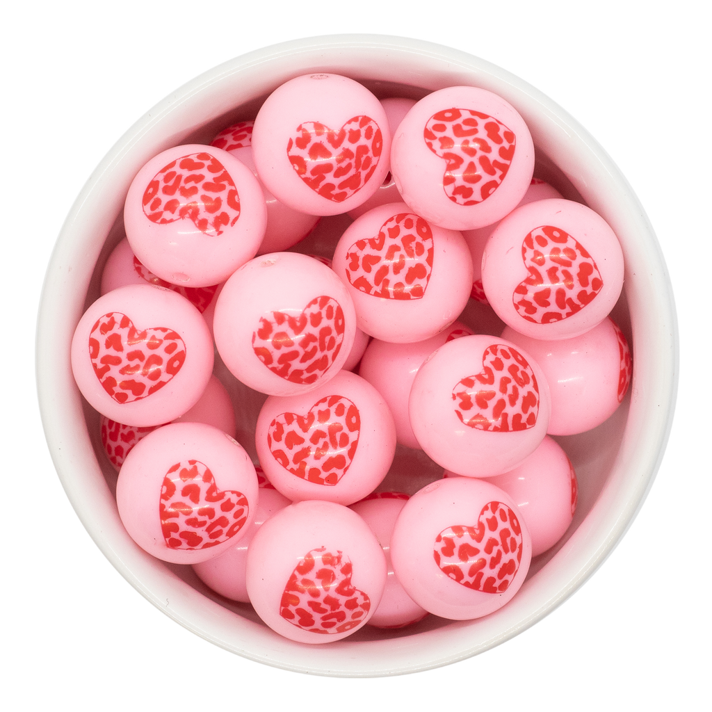 20mm Pink Leopard Heart Beads – Sassy Bead Shoppe