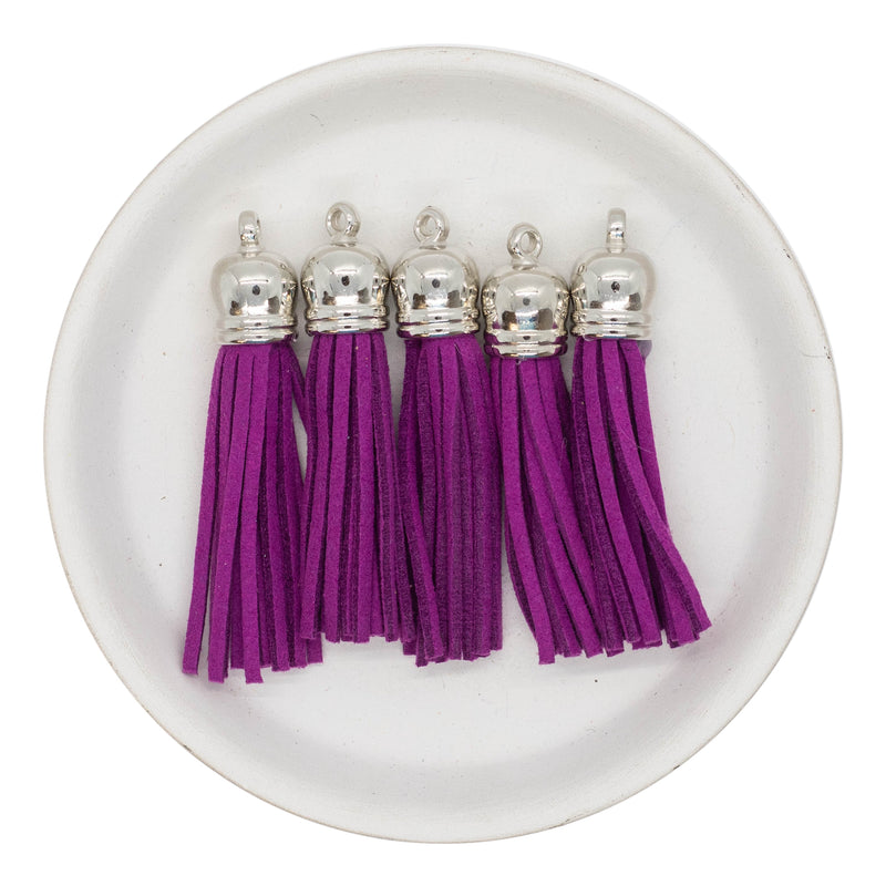 Plum Tassel w/Silver Cap 50mm (Package of 5)