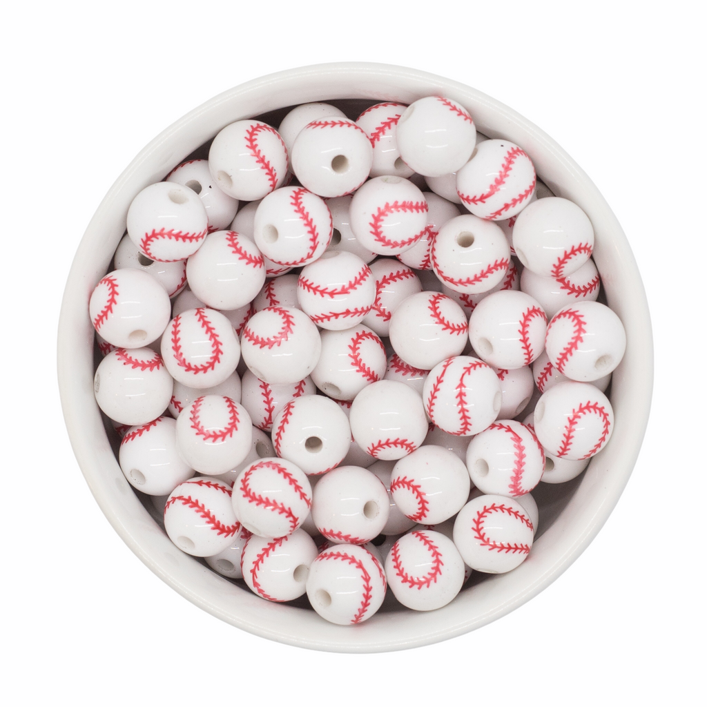 Baseball Printed Beads 20mm